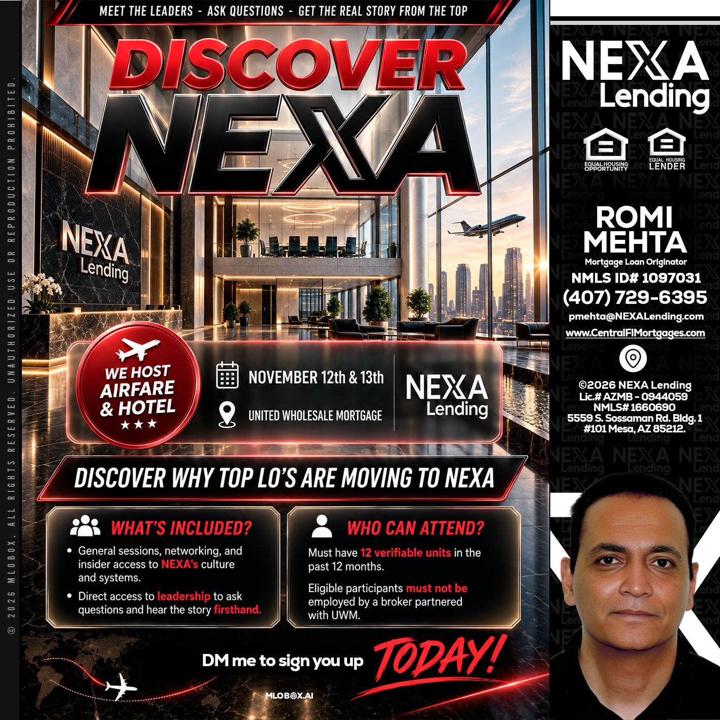 DISCOVER NEXA - Romi Mehta -Mortgage Loan Originator