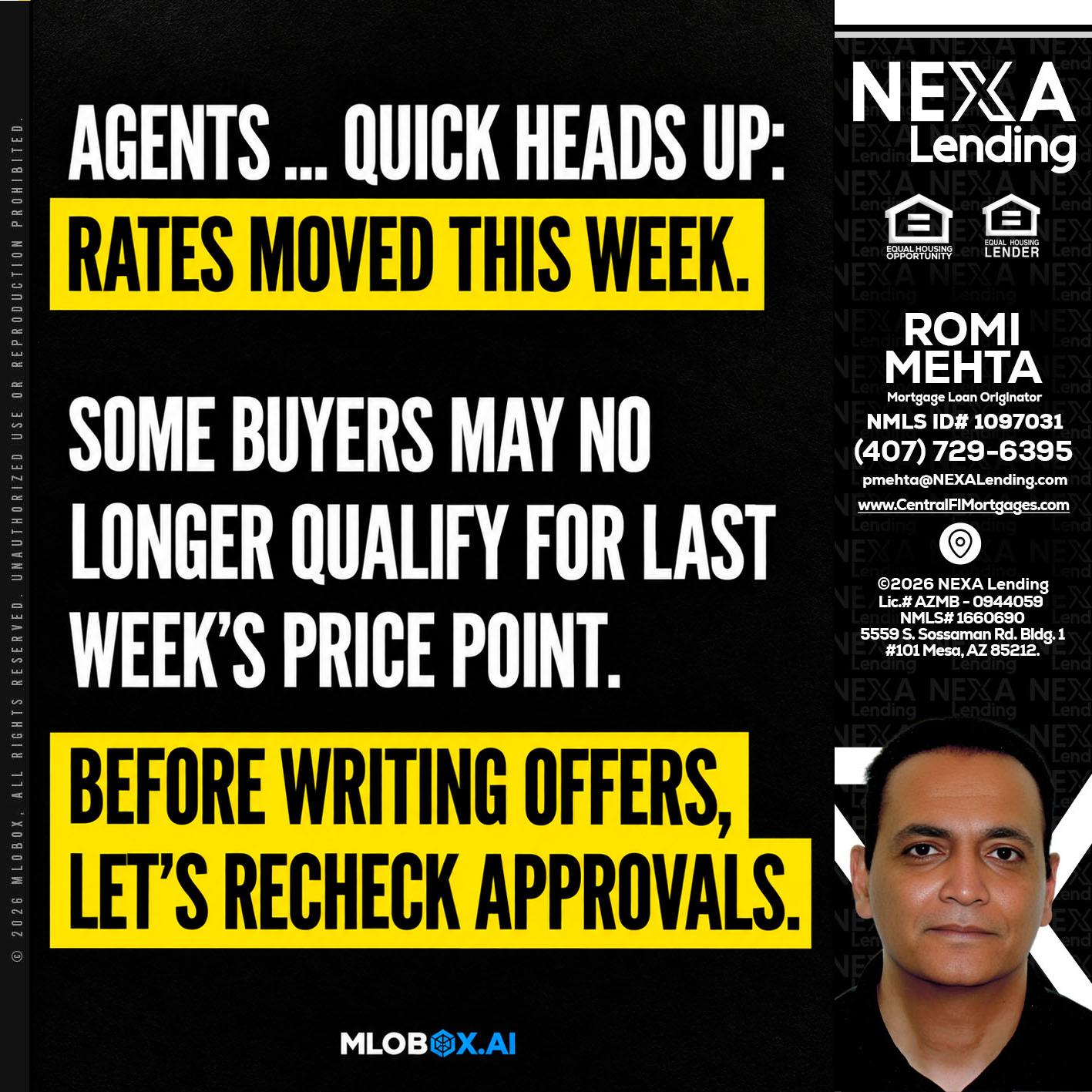 AGENTS QUICK - Romi Mehta -Mortgage Loan Originator